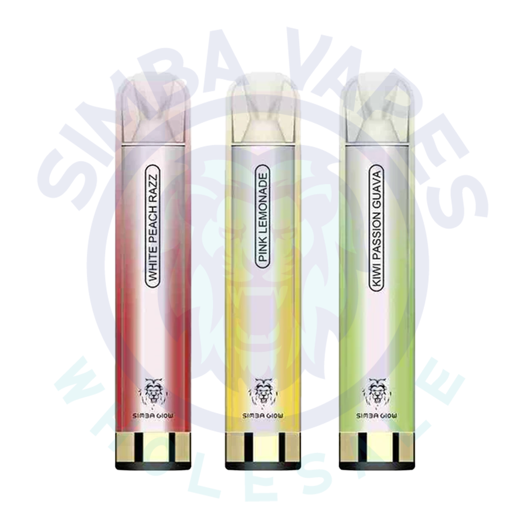 Simba Glow Bar 3000 Puffs Disposable Vape Pen E Cigarette, Rechargeable -No Nicotine – 10 Pack