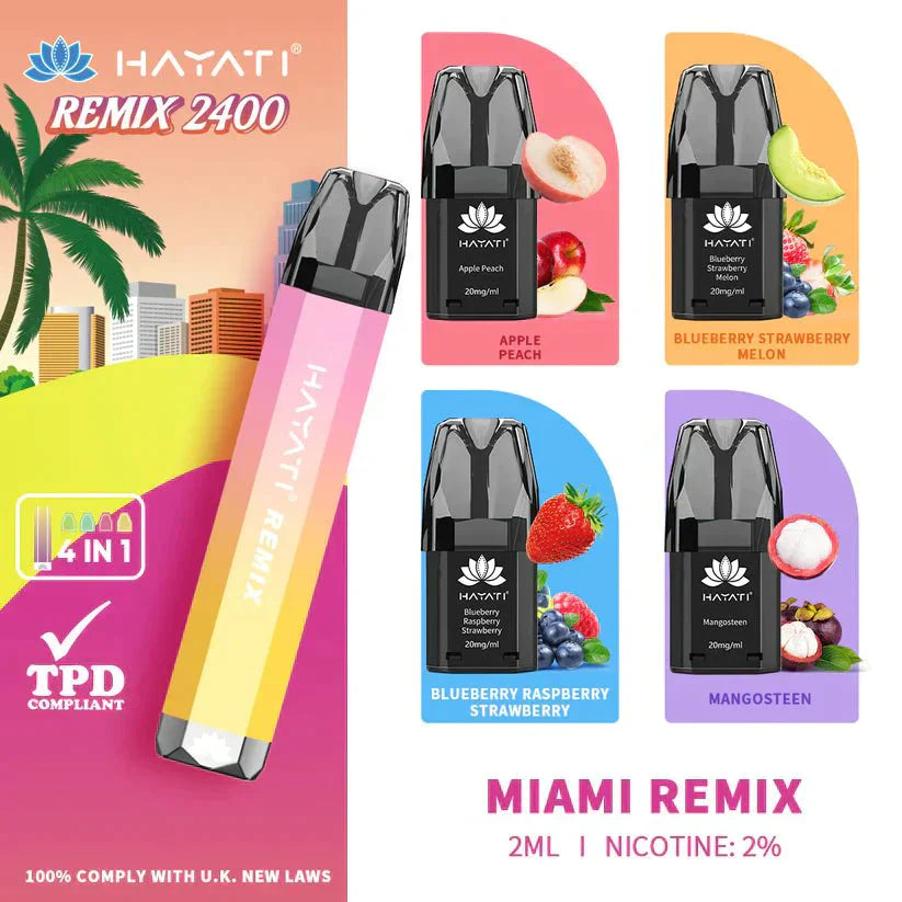 Hayati Remix 2400 Puffs 4 in 1 Disposable Vape Pod Kit - #Simbavapeswholesale#