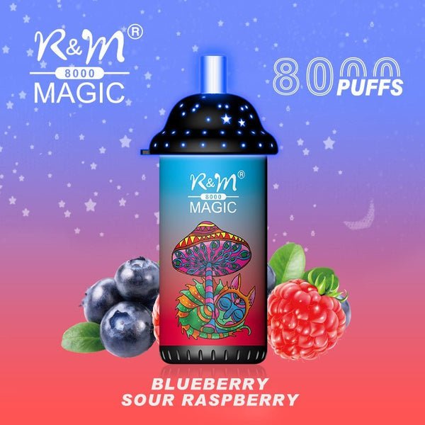 RandM Magic 8000 box of 10 Blueberry Sour Raspberry flavour 