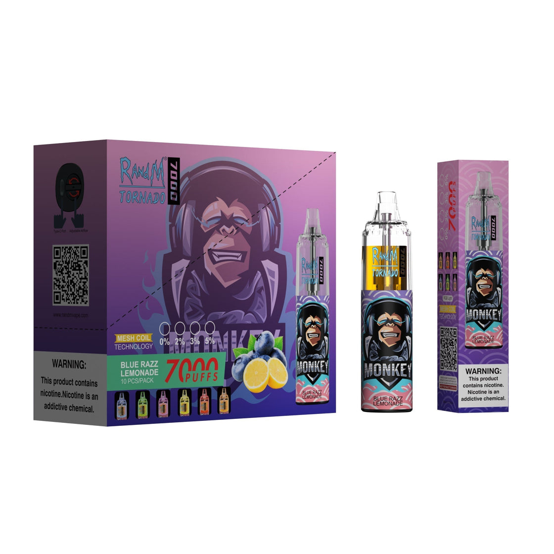 RAndM Tornado 7000 Puffs Disposable Vape  (Schachtel mit 10 Stück)