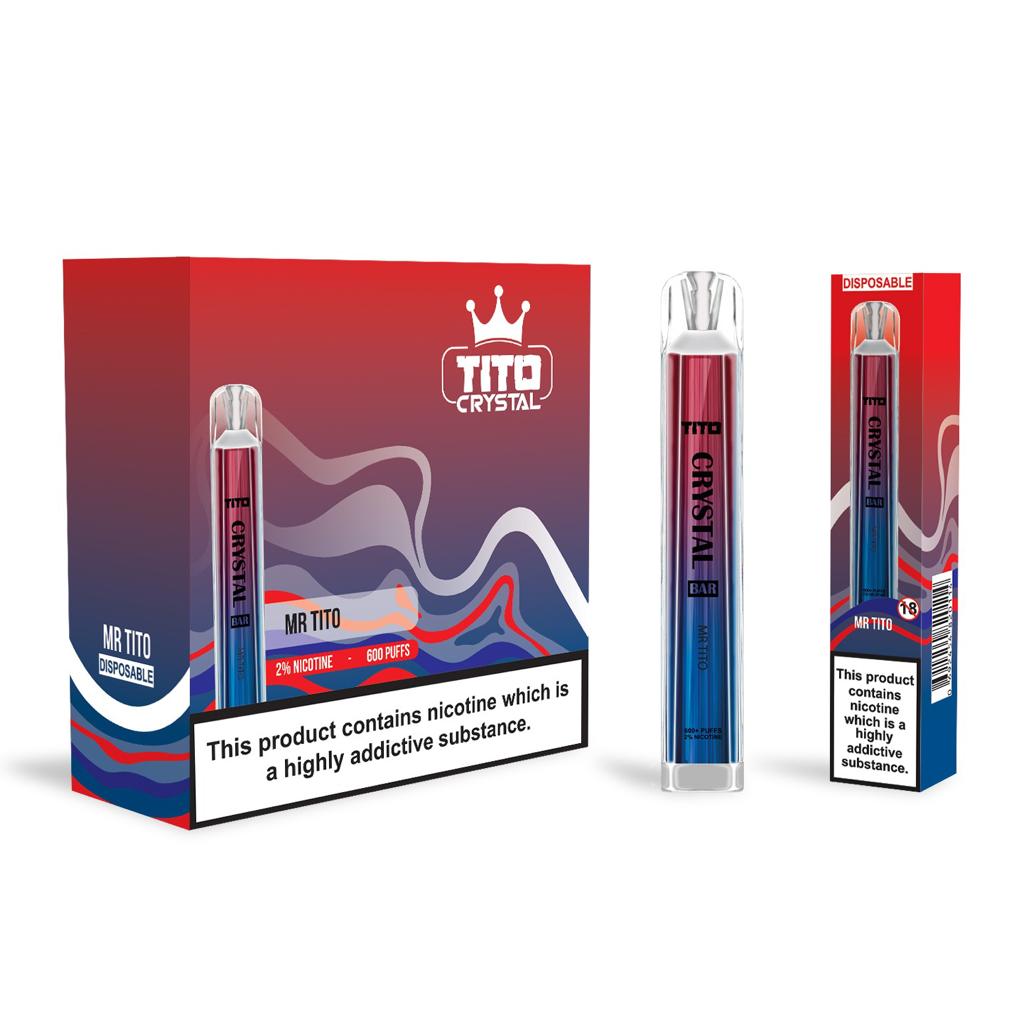 Tito Crystal Bar Vape Pen 600 Puffs (Schachtel mit 10 Stück)